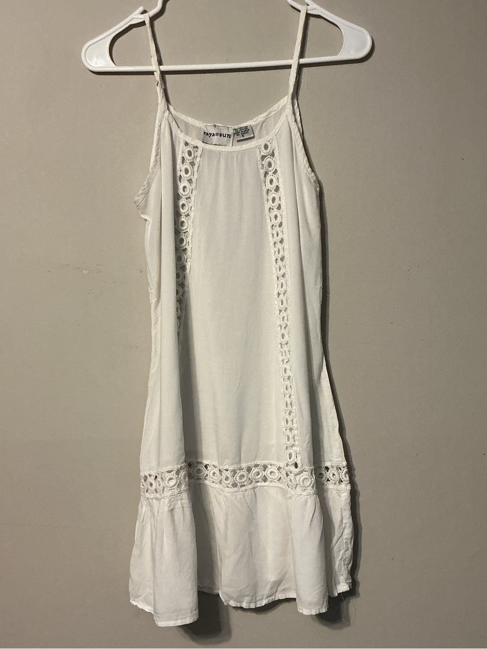 raya sun White Eyelet Trim Mini Dress